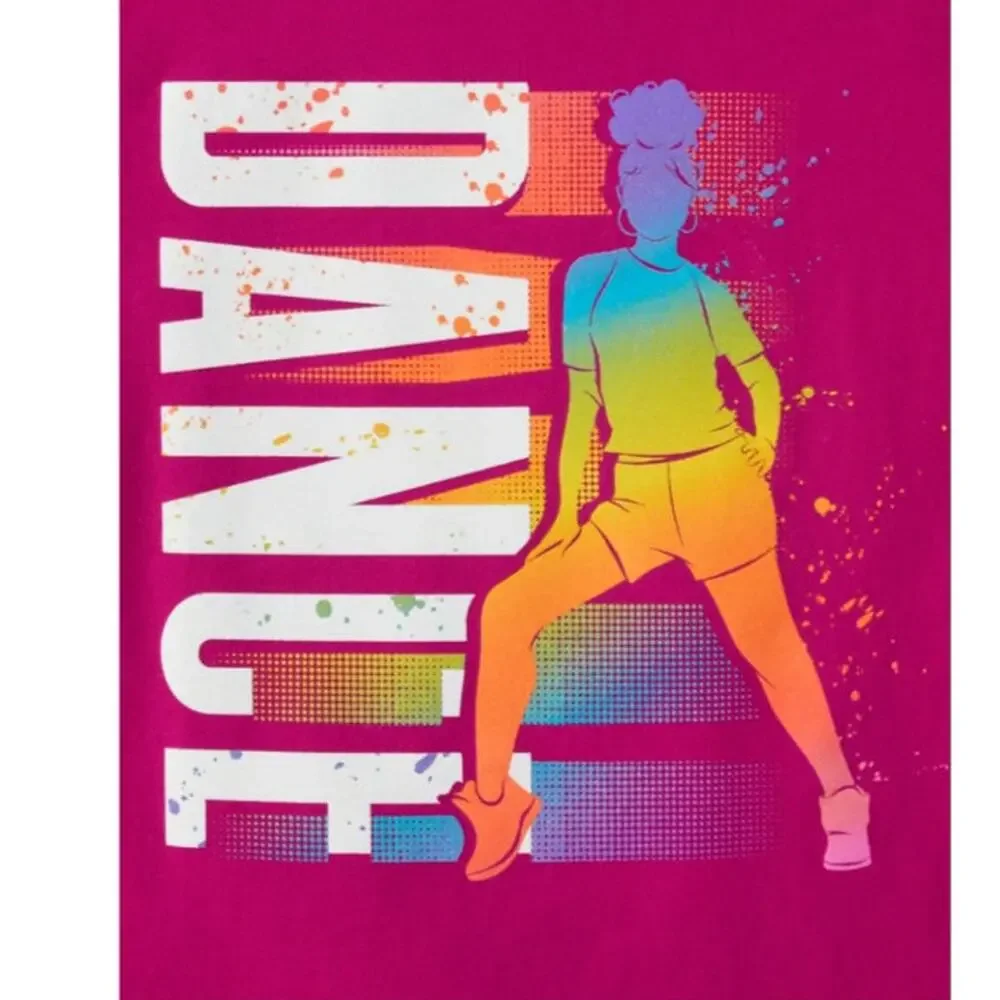 CHILDREN'S PLACE Pink Dance Graphic Tee Short Sleeve T-Shirt Girls Size XS 4 NEW
